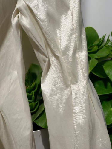 Blusa Chetta B Talla 6 Marfil Volantes Plisada Top Mujer Satén Formal Elegante G3 - Imagen 4 de 9