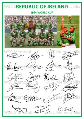 12731. Ireland National Team Signed Team Sheets A4 Prints CHOOSE VERSION 1994-02