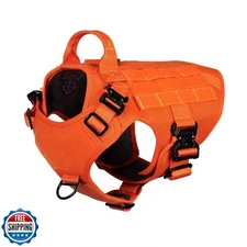 ICEFANG Tactical Dog Harness with 4X Metal Buckle,Working Dog MOLLE K9 Vest w