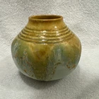 ROSEVILLE-Imperial II Squat Vase # 466-4" Deep Mottled C.1932