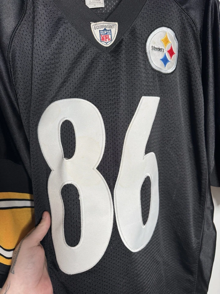 Camiseta deportiva cosida vintage Reebok Hines Ward #86 PITTSBURGH STEELERS 56 para hombre Foto 3 de 4