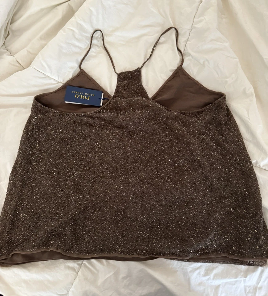 Camiseta sin mangas Polo Ralph Lauren XL con cuentas para mujer nueva con etiquetas Foto 3 de 4