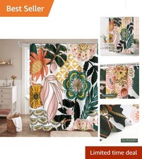 Light-Filtering Boho Floral Shower Curtain 72x72 - Easy Maintenance  Elegant