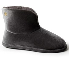 Dearfoams Women's Sara Shiny Velour Bootie House Slipper Boot - Pavement Size