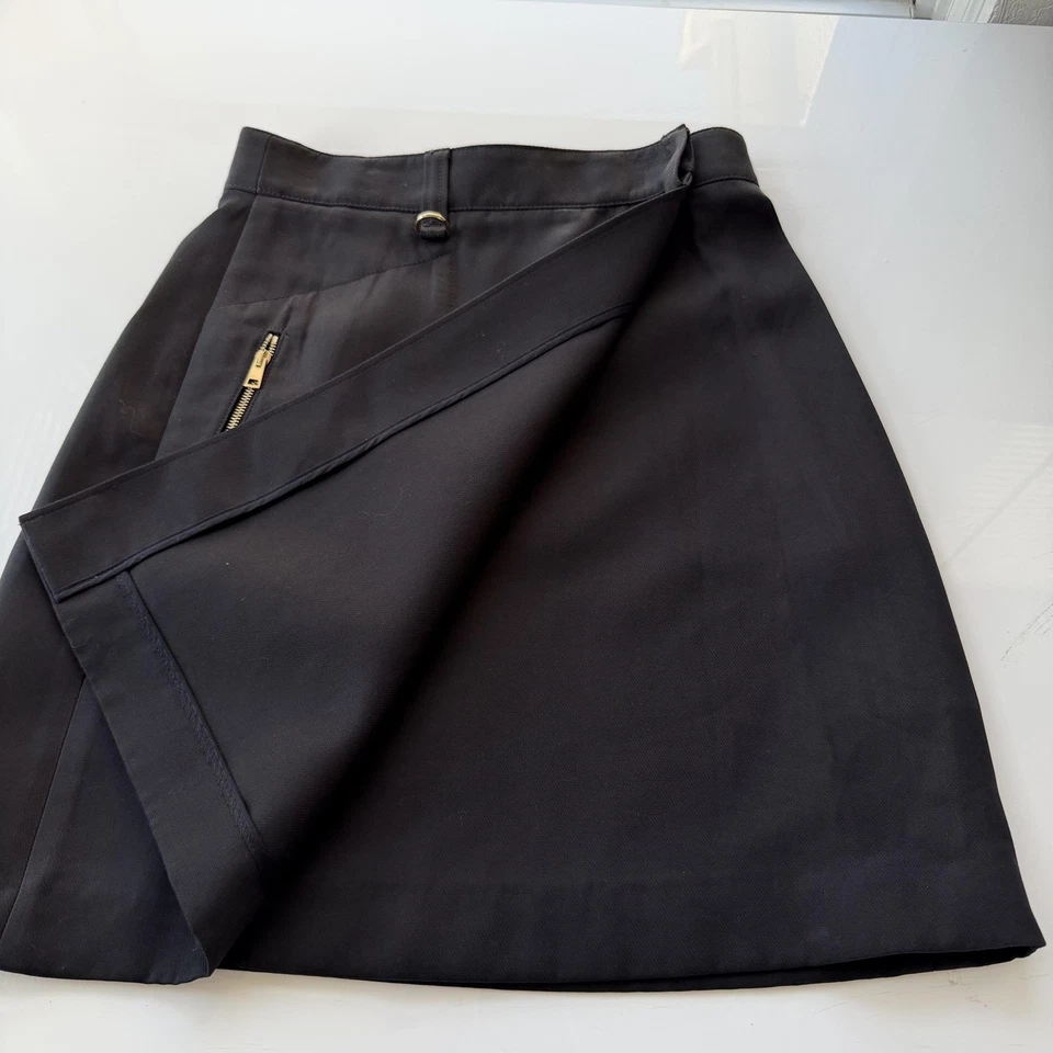 Tory Burch 包裹裙女式 0 黑色 A 字拉链口袋 D 形环金色五金 Y2K — 第 4/4 张图片