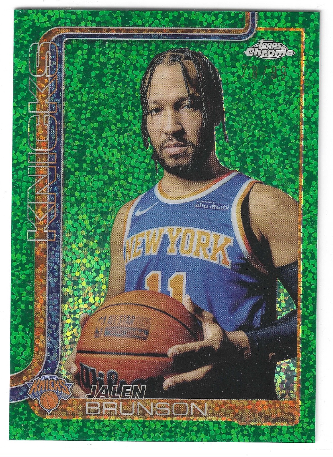 2025-26 Topps Chrome Jalen Brunson #101 Image Variation Green Refractor /99 SP