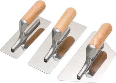 Polished Stainless Steel Venetian Plaster Trowel Set 3 PC Paint Plastering Finis