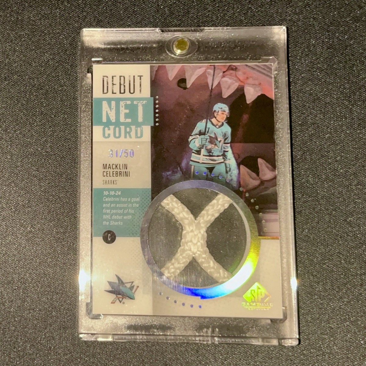 2025-26 SP GAME USED MACKLIN CELEBRINI DEBUT NET CORD #31/50