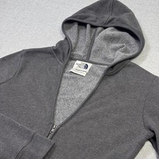 The North Face V-Neck Full Zip Hoodie Womens L Gray Fleece Lined Hooded Pockets