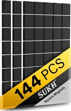 144Pcs Square Magnets Magnetic Tape Strip - Magnet Sheets with Adhesive Backin O