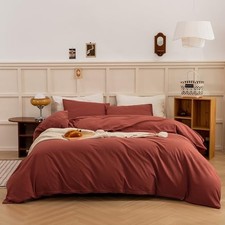 Duvet Cover King Size - Linen King 104"x90" Burnt Brick Red No Comforter 