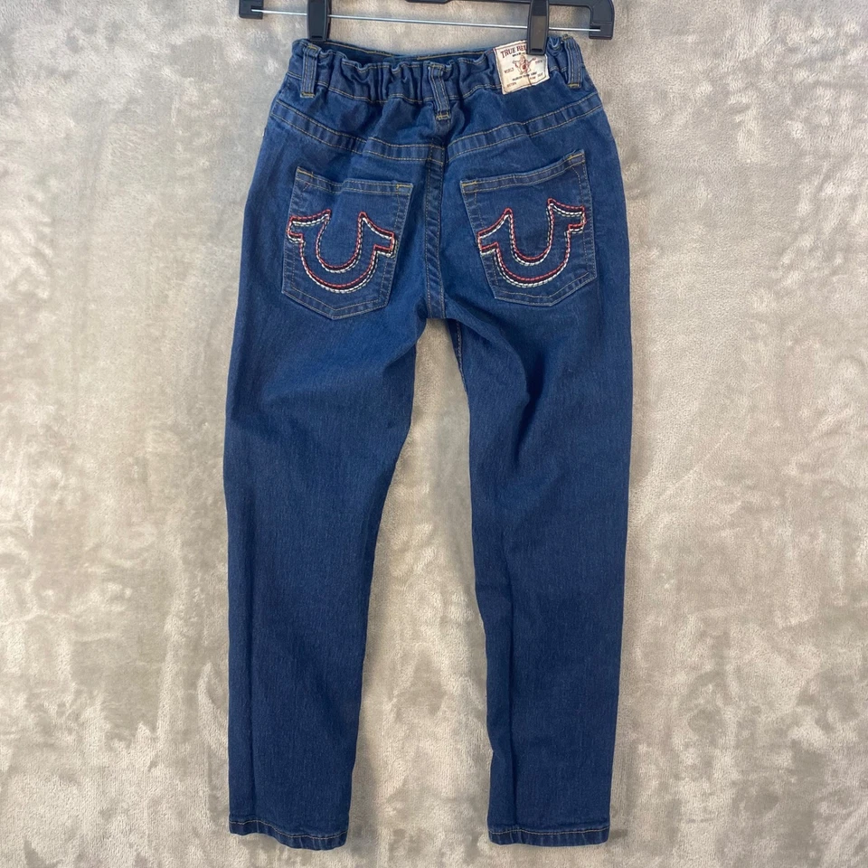 Pantalones de mezclilla True Religion para niñas medianos 10 azules cintura ajustable herradura Foto 3 de 4