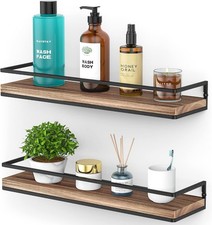 Floating Shelves Wall Mounted Set of 2 Rustic Wood Wall Storage Shelves