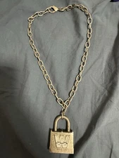 VTG 2003 John Cena WORD LIFE Chain & Padlock WWE Wrestling Metal Necklace WWF