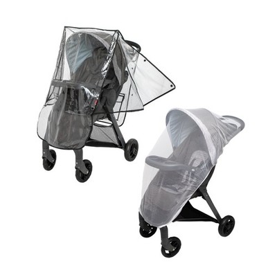 Eco Stroller Weather Shield & Bug Netting Set with Carrying Bag, Black