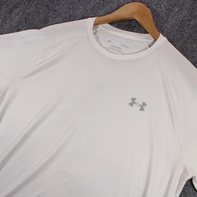 Under Armour Active Shirt Mens L White Gray Tech Tee Performance Heatgear