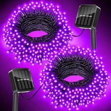 Purple Halloween Lights Outdoor Solar String Lights Waterproof for Halloween Dec
