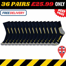 36 PAIRS Mens Work Socks Workwear Reinforced Cushion Sole Boot Socks Size 9-12