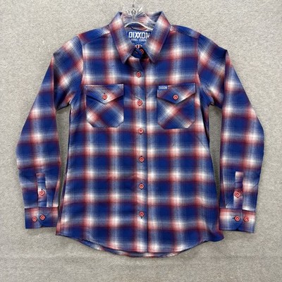 Dixxon Flannel Shirt Womens Small Red White Blue Plaid Glory D Tech Patriot USA