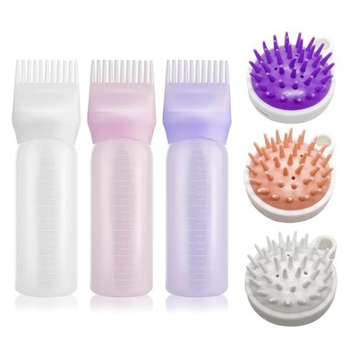 6 Stück Haaröl Applikator Set 3 Farben 120ml,Hair Oil Applicator Bottle mit A
