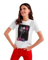 Desigual Ts_Marga T-Shirt Damen, Blau, Baumwolle, Kurzarm