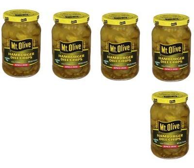 Mt. Olive Hamburger Dill Pickle Chips 16 fl oz Jar   5 Pack