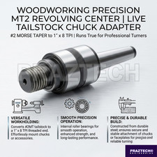 MT2 Revolving Live Center Tailstock Chuck Adapter to 1" x 8tpi Thread USA