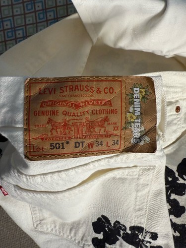 Denim Tears x Levi's 501 Cotton Wreath White Denim Jeans Größe W34 L34 - Bild 4 von 5