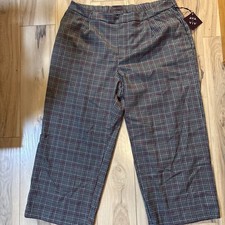 AVA  VIV Women Plaid Wide Leg Pants Size 26 Elastic Waist New