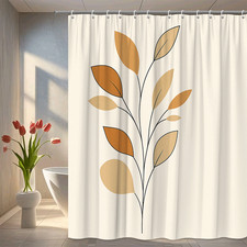 Boho Floral Shower Curtain with Abstract Leaves Design