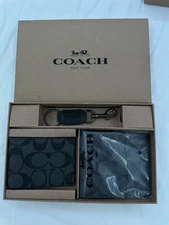 Coach Men's 3-in-1 Wallet Boxed Gift Set Signature Black/Black