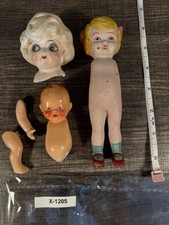 Vintage Bisque Doll Parts Lot Japan Germany Heads Body Limbs Repair OBO X-1205