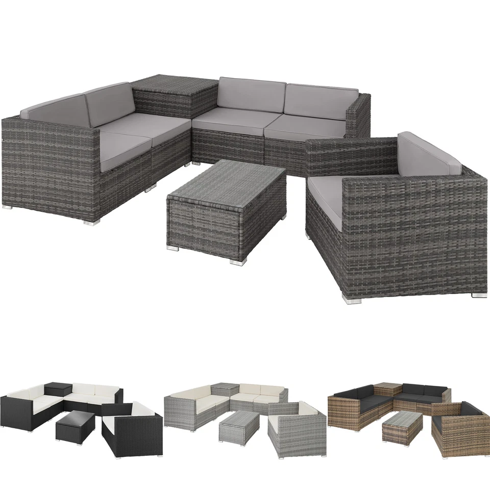 TECTAKE XXL Polyrattan Gartenmöbel Sitzgruppe Rattan Gartenset Lounge Sofa Tisch Box Set