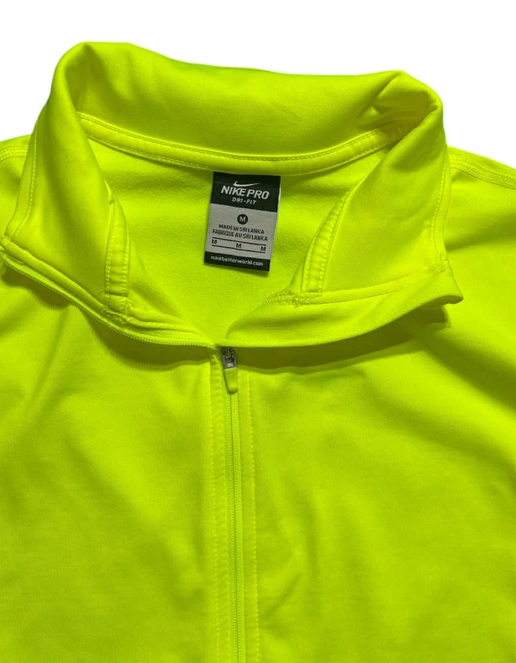 Camisa Top Nike Pro Dri Fit Mujer Correr Media Cremallera Talla Mediana Amarillo Neón Foto 4 de 4