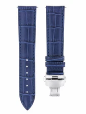 21MM LEATHER STRAP WATCH BAND BUTTERFLY DEPLOYMENT CLASP FOR LONGINES WATCH BLUE