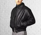 New Men's Black Leather Bomber Jacket Real Lambskin Flight Inspired Coat Jacket