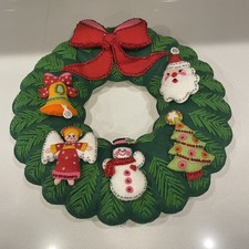 Vintage Bucilla Felt Christmas "Jeweled Wreath" Christmas Holiday Wreath