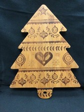   Decorated Christmas Tree 14.5" Bamboo Serving Display Cutting Board NEW  