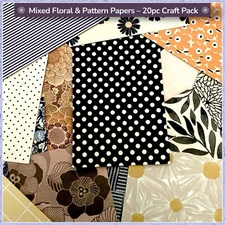 Floral Plaid Striped ✿ Ephemera Kit – Scrapbook, Collage & Junk Journal Pack