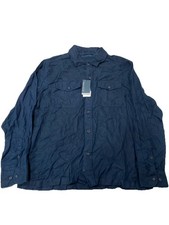 Perry Ellis SLIM FIT SOLID TWILL BUTTON DOWN SHIRT Dark Sapphire Large