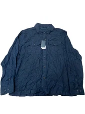 Perry Ellis SLIM FIT SOLID TWILL BUTTON DOWN SHIRT Dark Sapphire XL