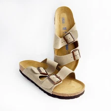 Birkenstock Arizona Soft Footbed Suede Leather Sandals Women’s Shoes - Taupe