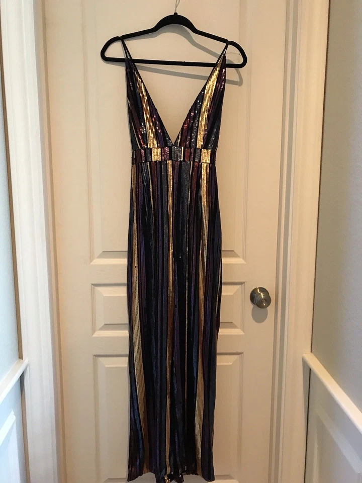 Mono Forever 21 Lentejuelas Mujer Multicolor Rayas Y2K Disco Festivo Talla M Foto 3 de 4