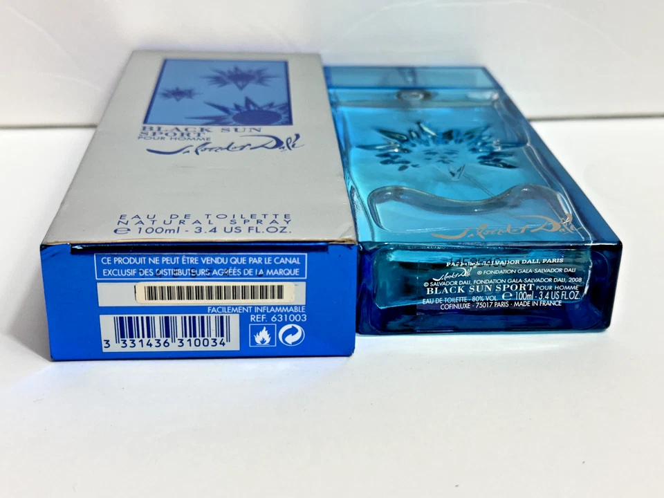 Black Sun Sport Por Salvador Dalí Hombres Colonia EDT Spray 3.4oz / 100ml Caja Abierta Foto 4 de 4