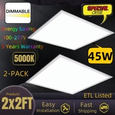 2x2 FT LED Flat Panel Troffer 45W , Edge-Lit Drop Ceiling Lights, 5000K Daylight