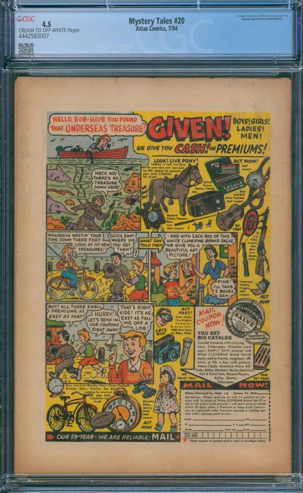 Mystery Tales #20 (Atlas 1954) ⭐ CGC 4.5 ⭐ Rare! Golden Age Horror Comic - Image 2 of 2