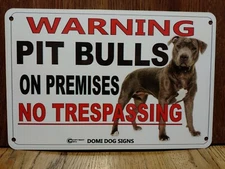 Metal Warning Pit Bulls Dog Sign For FENCE ,Beware Of Dogs 8"x12" made in USA