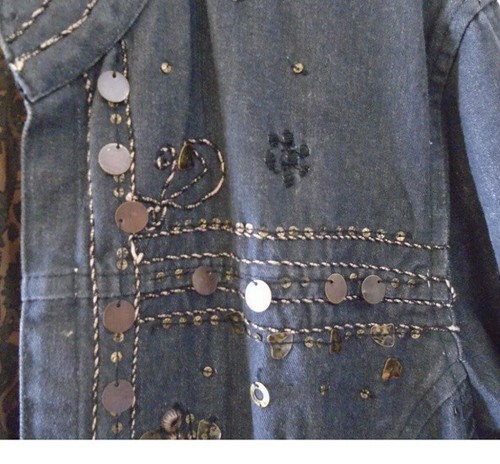 Coldwater Creek Women's Dark Gray Denim Lined Jacket Size Small, BOHO Accents - Picture 4 of 8