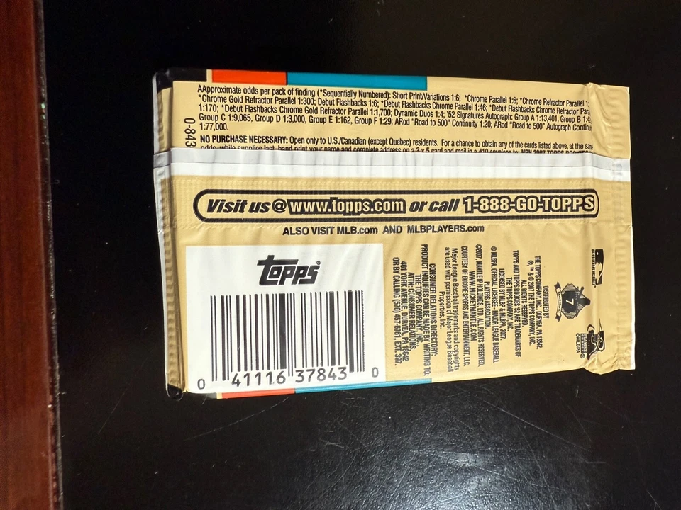 2007 TOPPS '52 ROOKIE CARD SEALED HOBBY PACK 1952 DESIGN - Image 2 of 2