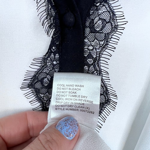 Autograph Sheer Blouse Womens Plus Size 24 White Black Lace Trim Corporate - Picture 8 of 8